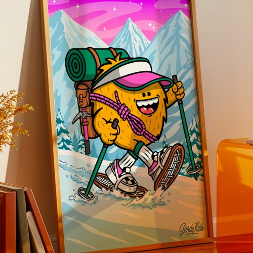 Affiche Altitude Birdy Kids illustration montagne décoration murale salon cadre bois intérieur moderne