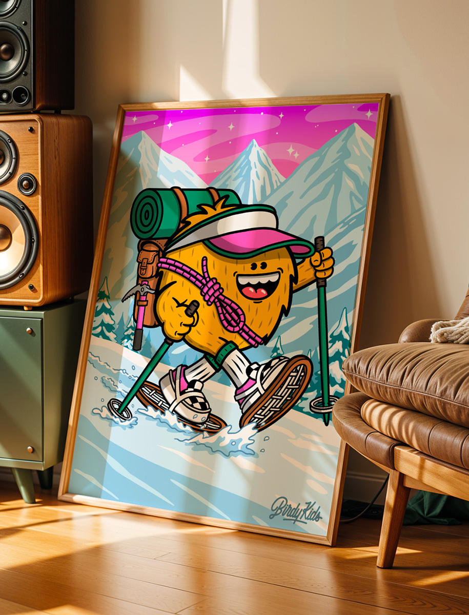 Toile Altitude Birdy Kids illustration montagne décoration salon intérieur moderne tableau canvas cadre bois