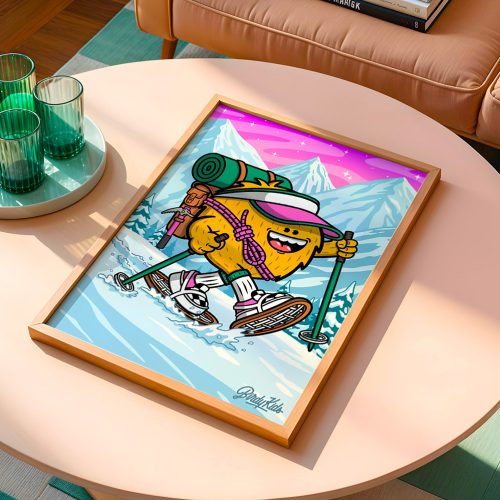 Affiche Altitude Birdy Kids illustration montagne décoration salon table basse cadre bois intérieur moderne
