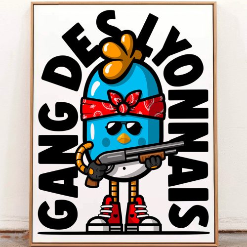 tableau gang des lyonnais birdy kids toile canvas decoration murale street art