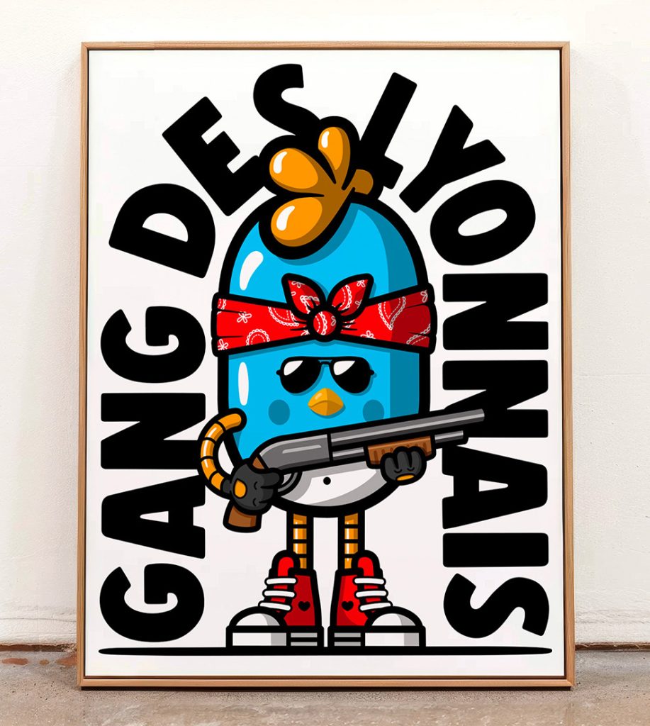 tableau gang des lyonnais birdy kids toile canvas decoration murale street art