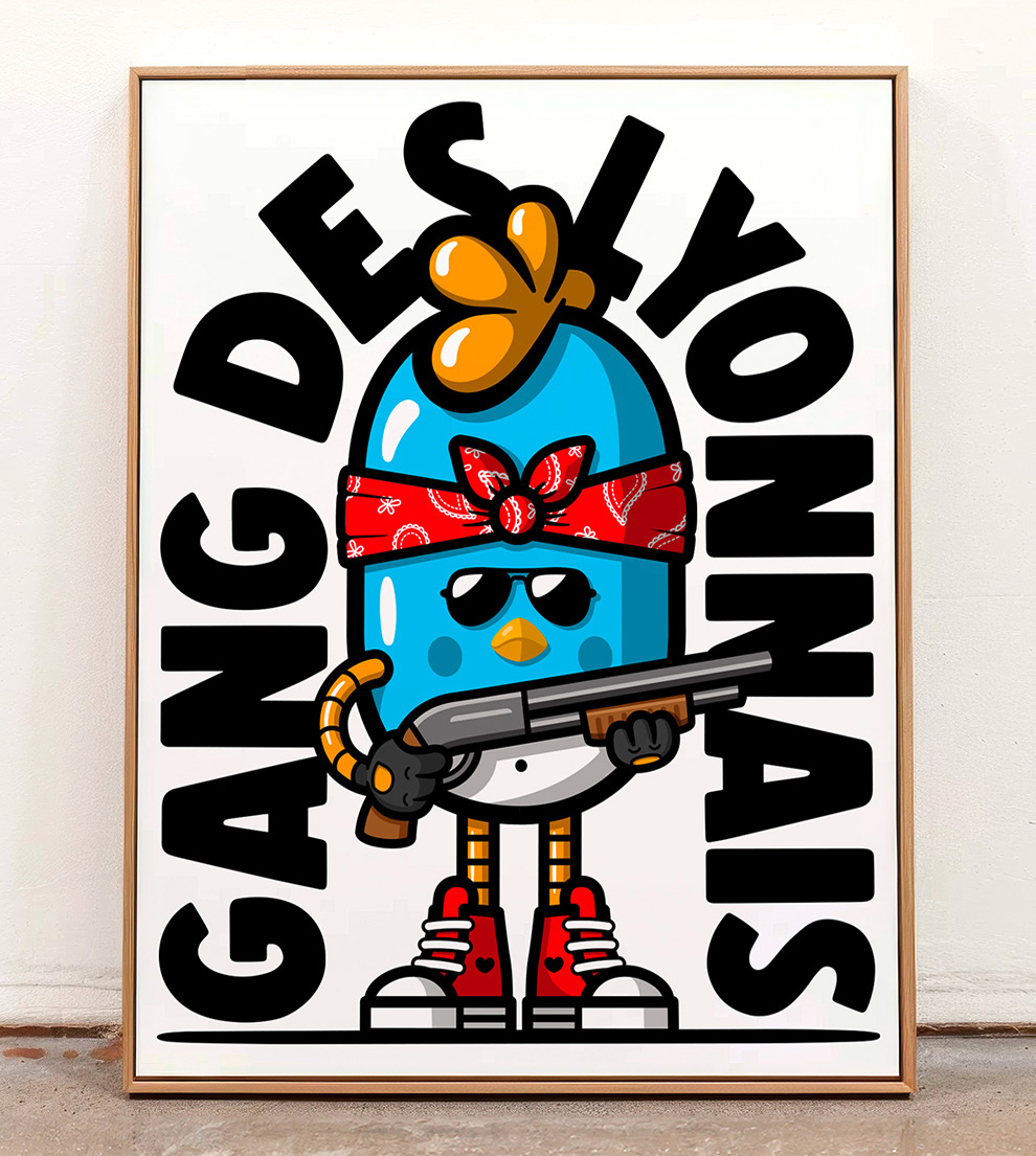 tableau gang des lyonnais birdy kids toile canvas decoration murale street art
