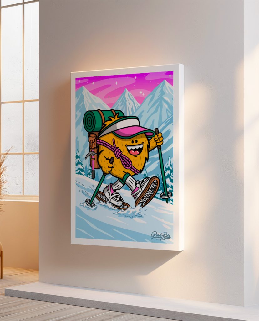 Toile Altitude Birdy Kids illustration montagne randonnée décoration murale intérieur moderne tableau coloré canvas