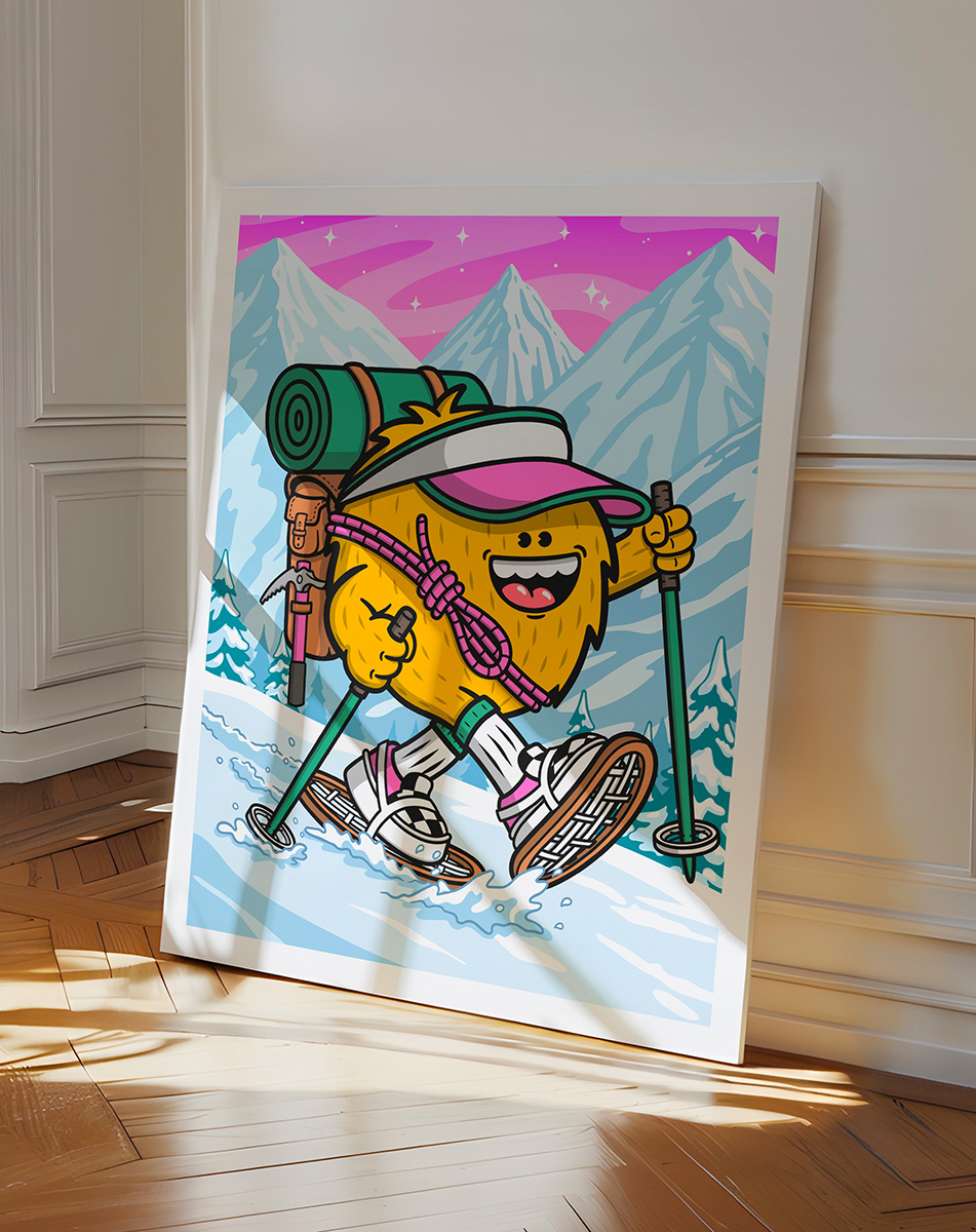 Toile Altitude Birdy Kids illustration montagne décoration murale intérieur moderne tableau canvas cadre bois