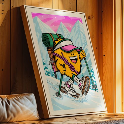 Toile Altitude Birdy Kids illustration montagne décoration chalet bois intérieur chaleureux tableau canvas cadre bois