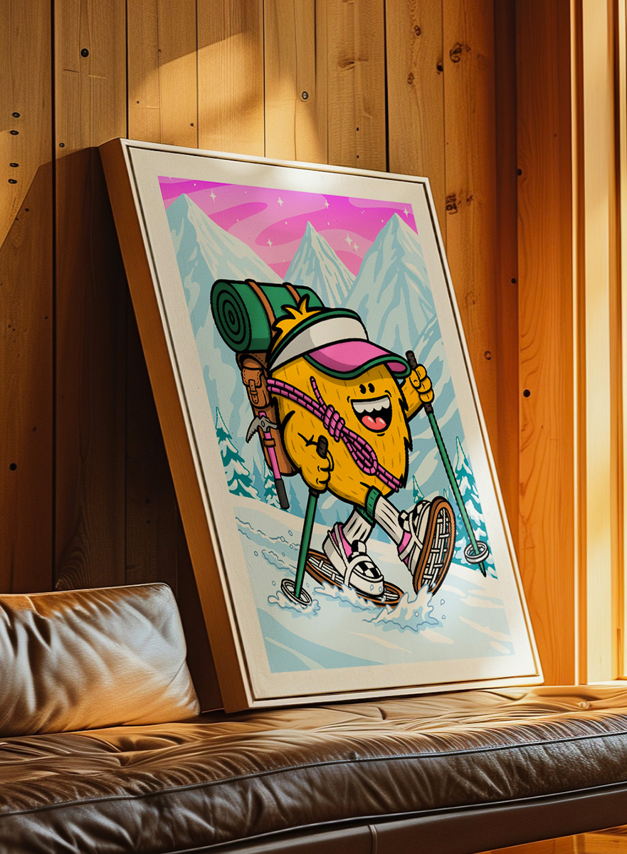 Toile Altitude Birdy Kids illustration montagne décoration chalet bois intérieur chaleureux tableau canvas cadre bois